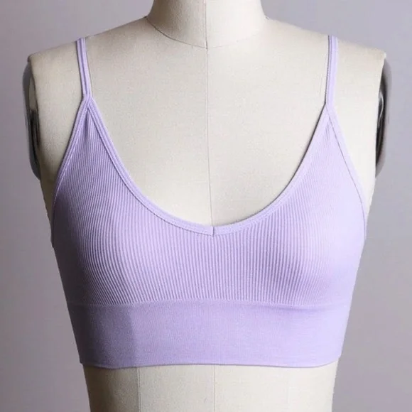 Black Chocolate Lilac White Sage Mocha Low Back Seamless Solid Bralette Womens - Picture 5 of 10